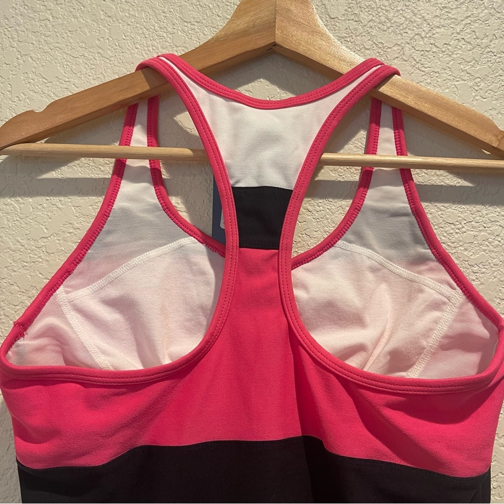 Nike Dri Fit Womens Racerback Running Built in Bra Tank size Small Pink/Black - Picture 6 of 7